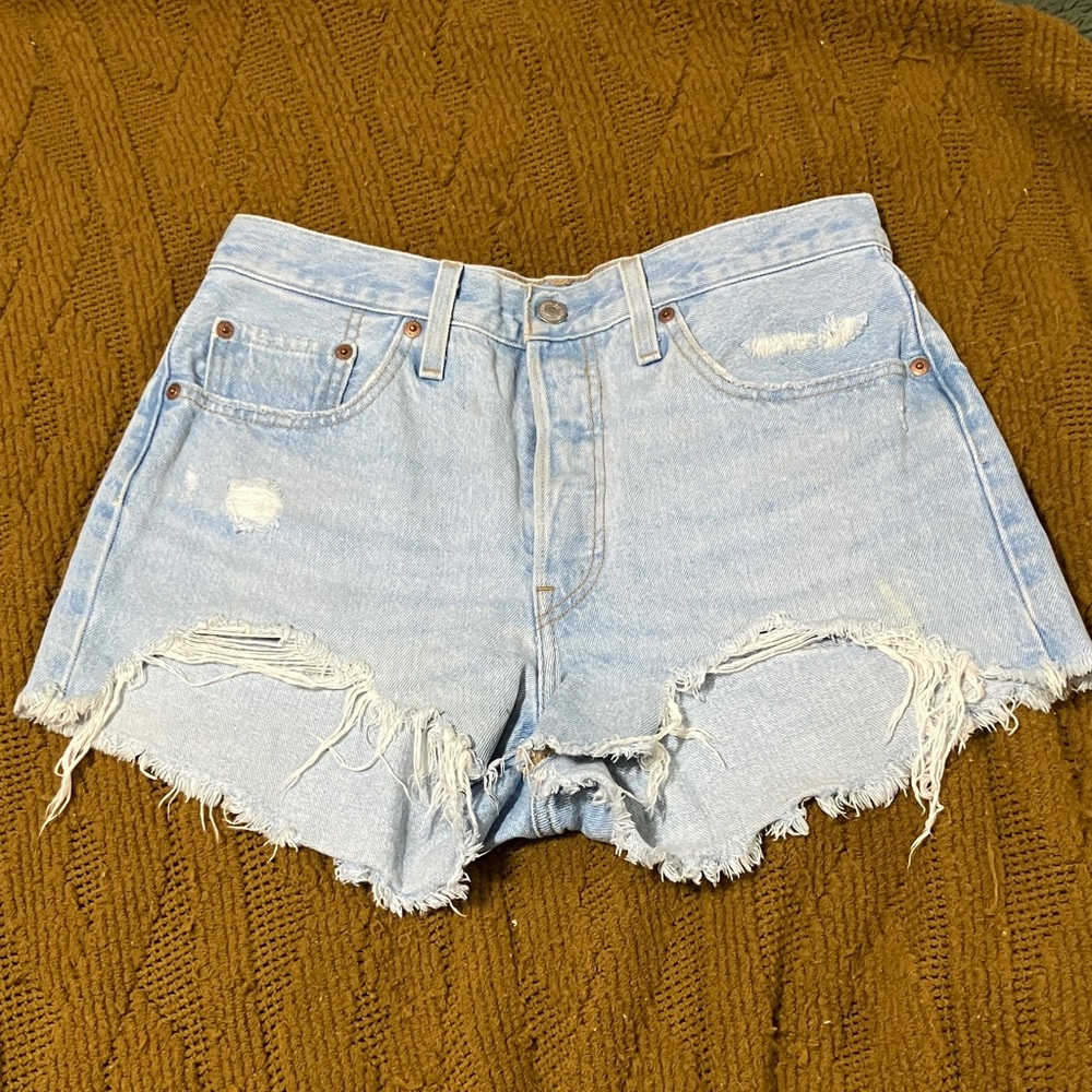 Levi's Light Blue Distressed Jean Shorts